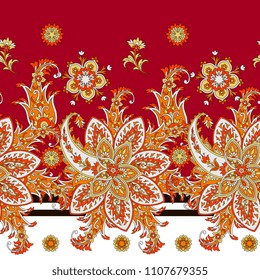 Seamless border with paisley