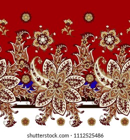 Seamless border with paisley