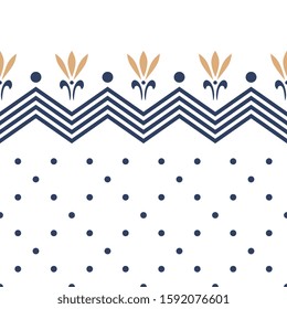Seamless border pattern with flowers and dots