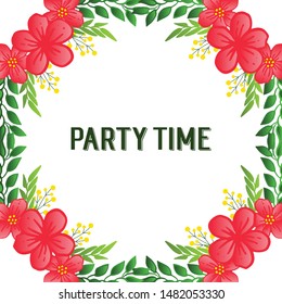 Seamless border pattern of green foliage flower frame, for party time greeting card text. Vector