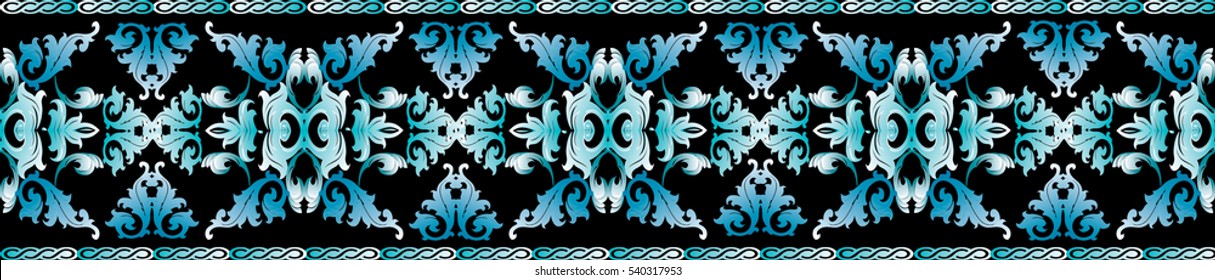 Seamless border pattern wallpaper with vintage decorative baroque ornaments. Vector endless luxury  texture.