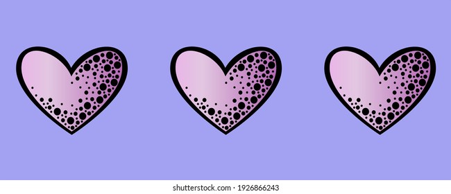 Borde sin foco, corazones rosados sobre fondo morado