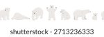 Seamless border with polar bear. Childish endless pattern isolated on white