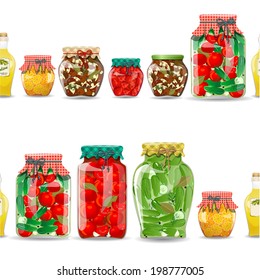 seamless border with preserve food 