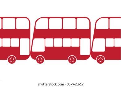 Seamless border redwork London Double decker. Paper cut style