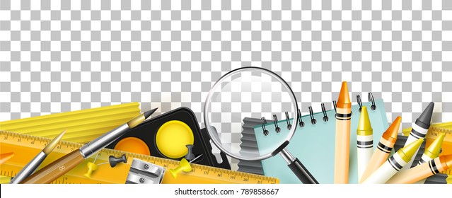 Seamless border with school supplies.