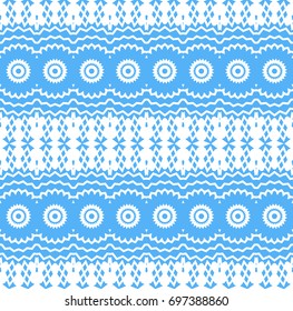 Seamless border set isolated on white. Decorative tileable blue ornament . Vector illustration.