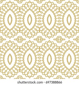 Seamless border set isolated on white. Decorative tileable golden ornament. Vector illustration.