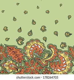 seamless border in shades of olive