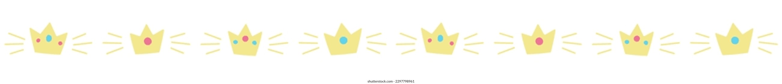 Seamless border with shining crowns. Can be used for cards, borders, kids' textile.
