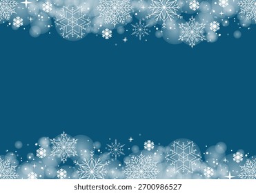 Borda sem costura com flocos de neve. Ilustração vetorial isolada em um plano de fundo azul