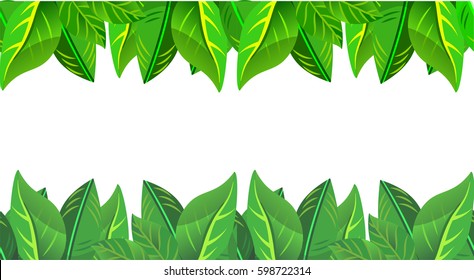 seamless border of summer and spring leaves