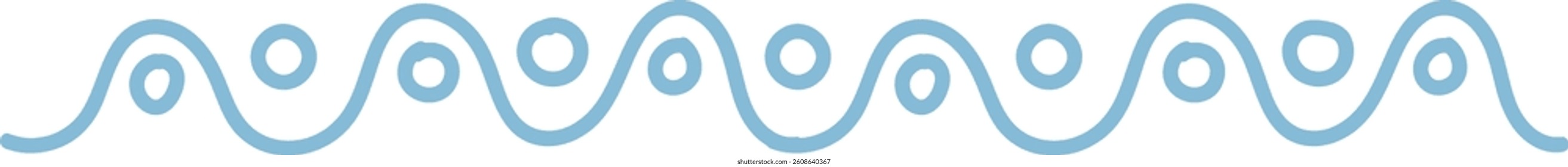 A seamless border of swirling curves and loops in a simple style. The wavy line creates a continuous decorative edge with repeating spiral motifs. Cartoon vector illustration.