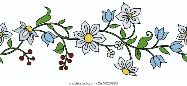 Borde sin fisuras con adornos florales de Vector. Marco oriental
