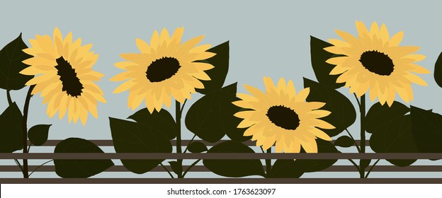 ひまわり畑 イラスト のイラスト素材 画像 ベクター画像 Shutterstock