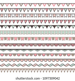 seamless borders with bunting