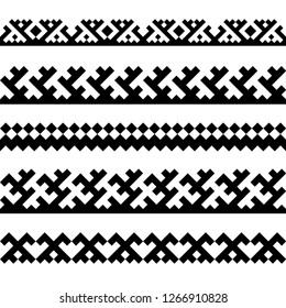 Seamless borders with ethnic ornaments of northern nations. Pattern brushes are included in EPS file.