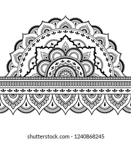 Seamless borders with mandala for design, application of henna, Mehndi and tattoo. Decorative pattern in ethnic oriental style.