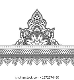 Seamless borders with mandala for design, application of henna, Mehndi and tattoo. Decorative pattern in ethnic oriental style.