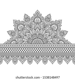 Seamless Borders Mandala Lotus Flower Design Stock Vector (Royalty Free ...