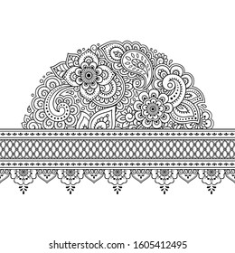 Seamless Borders Pattern Mehndi Flower Henna Stock Vector (Royalty Free ...