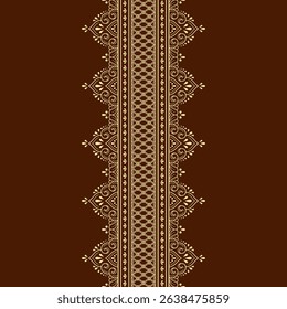 Seamless borders pattern for Mehndi, Henna drawing and tattoo. Decoration in ethnic oriental, Indian style. Doodle ornament. Outline hand draw vector illustration.