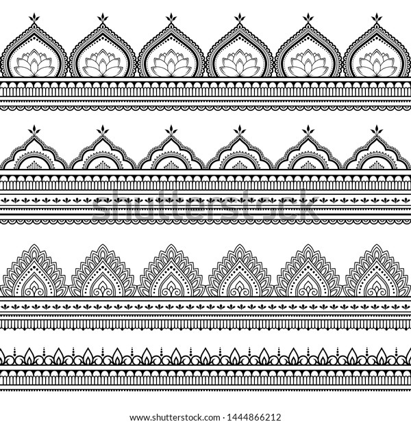 Seamless Borders Pattern Mehndi Henna Drawing Stock Vector (royalty 