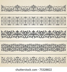 Seamless borders set 3. | Vector illustration.