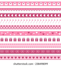 Seamless borders for Valentine's Day or wedding design