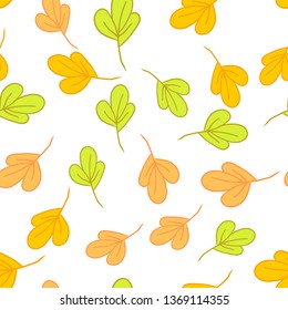 Seamless botaniacal pattern with colorful leaves, summer, autumn background.