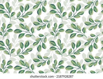 Seamless botanic leaf pattern. summer green leaf Digital illustration. Background for fabrics, textiles, paper, wallpaper, texture, web pages, fabric, wedding invitations. Vintage style. 