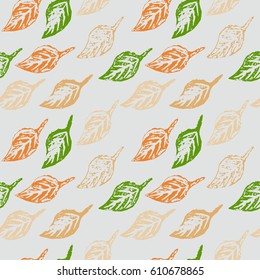 Seamless botanic pattern. Colorful background with leaves imprints.Tile texture with stamps of the nature objects. Template for wrapping, textile. poster print. Vector