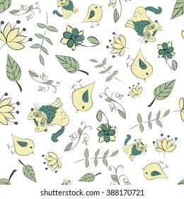 Seamless botanic texture an a white background