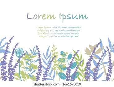 Seamless Botanical Background With Text Space Isolated On A White Background. Vector illustration. Horizontally Repeatable.