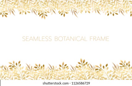 Seamless botanical background/frame, vector illustration. Horizontally repeatable.