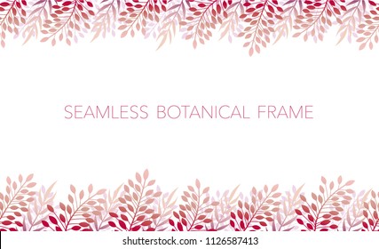Seamless botanical background/frame, vector illustration. Horizontally repeatable.