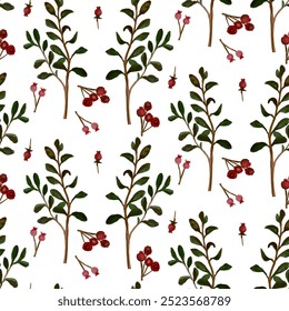 Seamless Botanical Berry Design vector Pattern