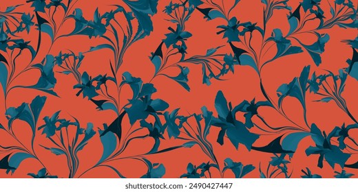 Seamless botanical bouquet pattern. Trendy fabric print. Vector illustration