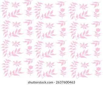Seamless botanical design in soft pink color, ideal for feminine designs, stationery, pastel themes, baby products, and packaging.