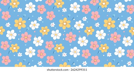 seamless botanical floral pattern, vector illustration