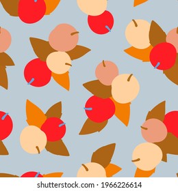 Seamless botanical pattern with apricots and leaves. Vector illustration.