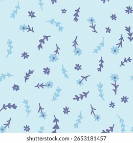 Seamless Botanical Pattern with Blossoms, Perfect for textile design, wallpaper creation, or decorative projects