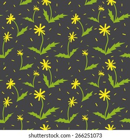 Seamless botanical pattern with cute dandelion 1