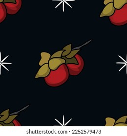 Seamless botanical pattern. Different herbs and flowers, hand-drawn. Vintage vector illustration of flowers. Colorful banner. An idea for wallpaper and textiles. Linear drawing. Rustic style.