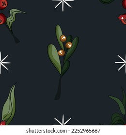 Seamless botanical pattern. Different herbs and flowers, hand-drawn. Vintage vector illustration of flowers. Colorful banner. An idea for wallpaper and textiles. Linear drawing. Rustic style.