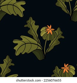 Seamless botanical pattern. Different herbs and flowers, hand-drawn. Vintage vector illustration of flowers. Colorful banner. An idea for wallpaper and textiles. Linear drawing. Rustic style.