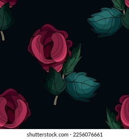 Seamless botanical pattern. Different herbs and flowers, hand-drawn. Vintage vector illustration of flowers. Colorful banner. An idea for wallpaper and textiles. Linear drawing. Rustic style.