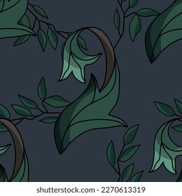 Seamless botanical pattern. Different herbs and flowers, hand-drawn. Vintage vector illustration of flowers. Colorful banner. An idea for wallpaper and textiles. Linear drawing. Rustic style.