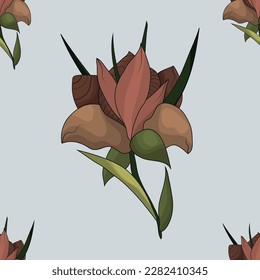 Seamless botanical pattern. Different herbs and flowers, hand-drawn. Vintage vector illustration of flowers. Colorful banner. An idea for wallpaper and textiles. Linear drawing. Rustic style.
