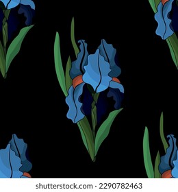 Seamless botanical pattern. Different herbs and flowers, hand-drawn. Vintage vector illustration of flowers. Colorful banner. An idea for wallpaper and textiles. Linear drawing. Rustic style.